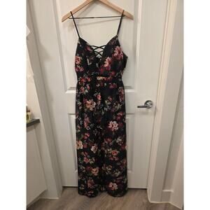 Black Floral Maxi Dress with Shorts